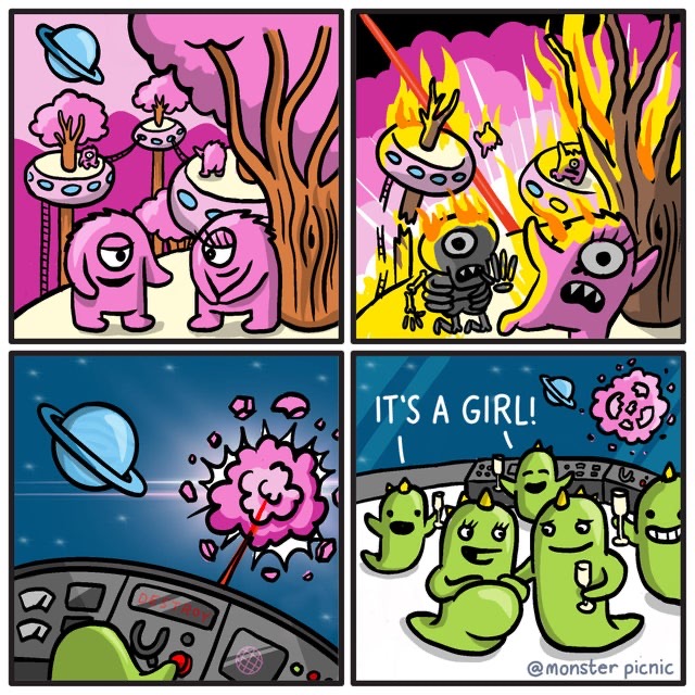 A comic featuring a number of aliens.